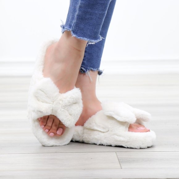 Plush Bow Tie Fuzzy Non-Slip Slipper - Picture 5 of 15